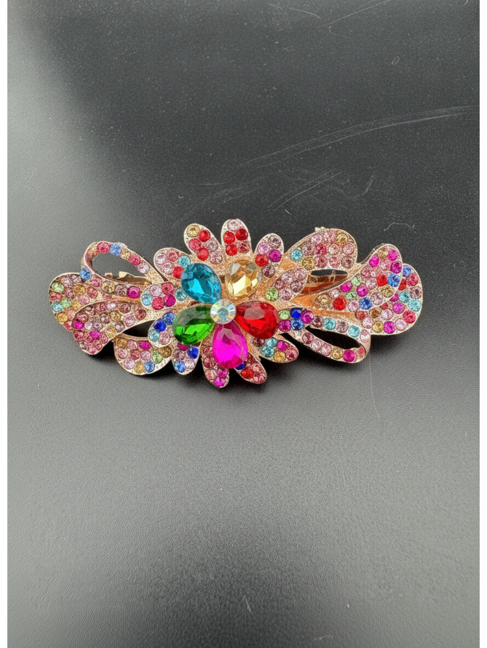 Multicolor Rhinestone Flower Hair Clip Barrette